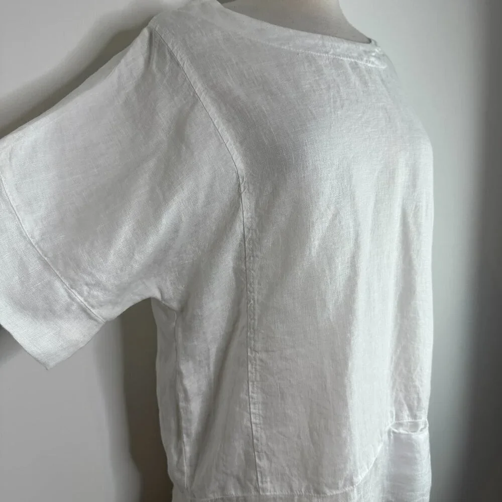 NWT Grand Greece Women’s M White 3/4 Sleeve 100% Linen Resort Wear Top Blouse - Picture 7 of 14